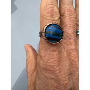 Ring, Copper and Blue Calcite Ring, size 10, NEW, Handmade, Artisan